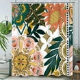 thumbnail image 3 of Bohemian Floral Bathroom Shower Curtain Colorful Boho Leaves Flowers Shower Curtain with Hooks Polyester Waterproof Fabric Paisley Unique Trendy Woman Shower Curtain Decor, 72x72 Inch, 3 of 4