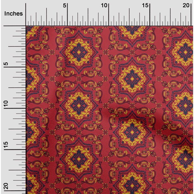 oneOone Cotton Silk Fabric Floral Ikat Printed Craft Fabric BTY 42 Inch Wide