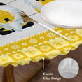 thumbnail image 4 of Bee Gnome Round Fitted Table Cover Daisy Flower Rustic Wood Waterproof Table Cloth with Elastic Edge Wipeable Tablecloth for Picnic Camping Party Fits 55"-60" Diameter, 4 of 8