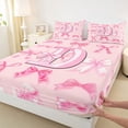 thumbnail image 4 of Manfei Pink Ribbon Bow Bed Sheets For Girls,Kids Letter D Personalized King Sheets,4 Pieces, 4 of 6