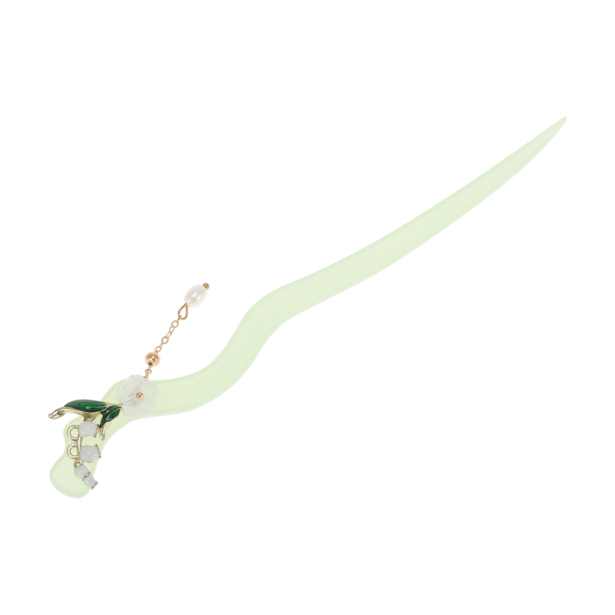 Unique Bargains Floral Hair Chopstick for Women Light Green 1 Pc