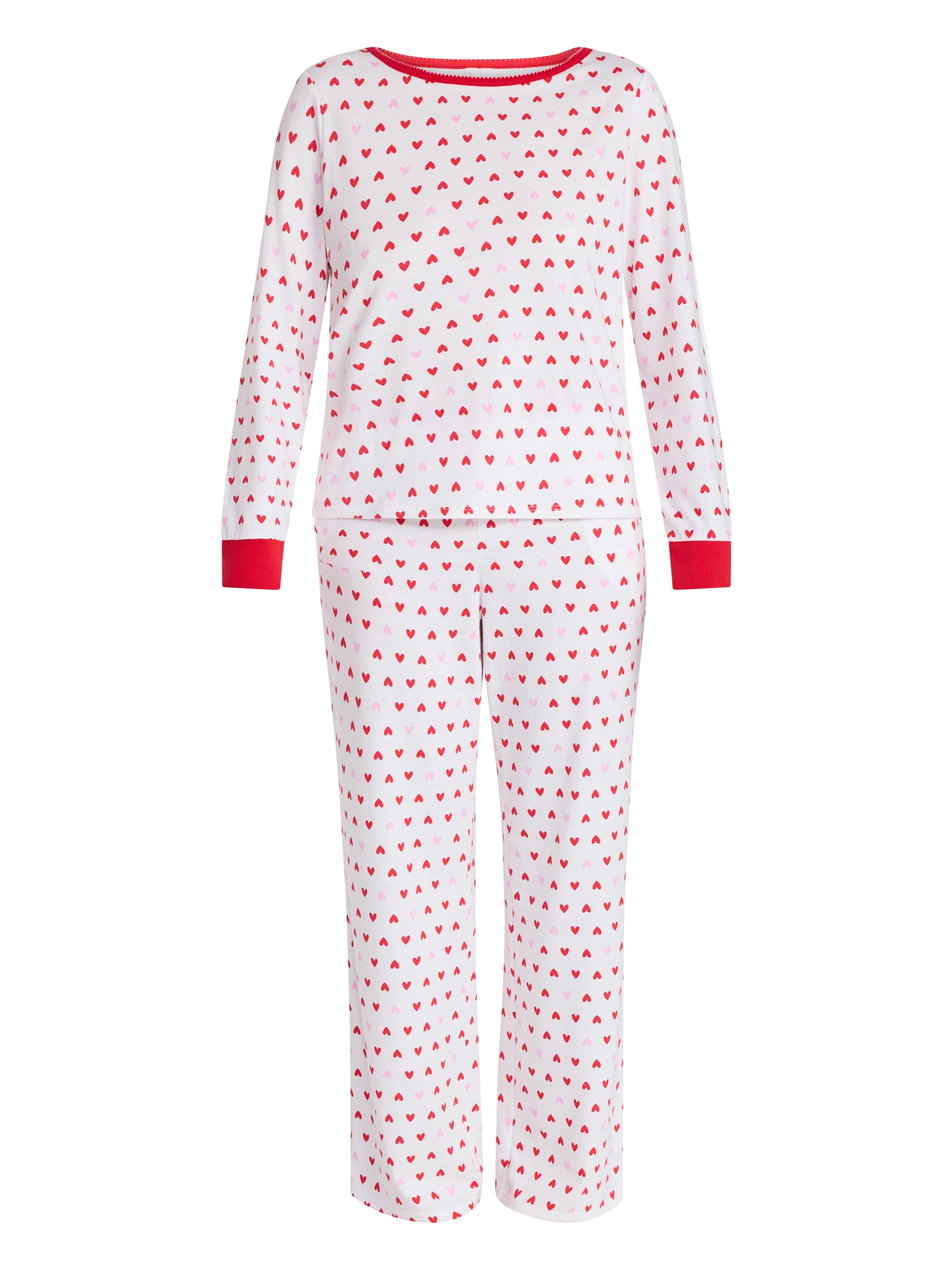 Joyspun Women's Mommy-Daughter Family Matching Cotton Blend Sleep Top and Pants Pajama Set, 2-Piece, Sizes XXS-3X