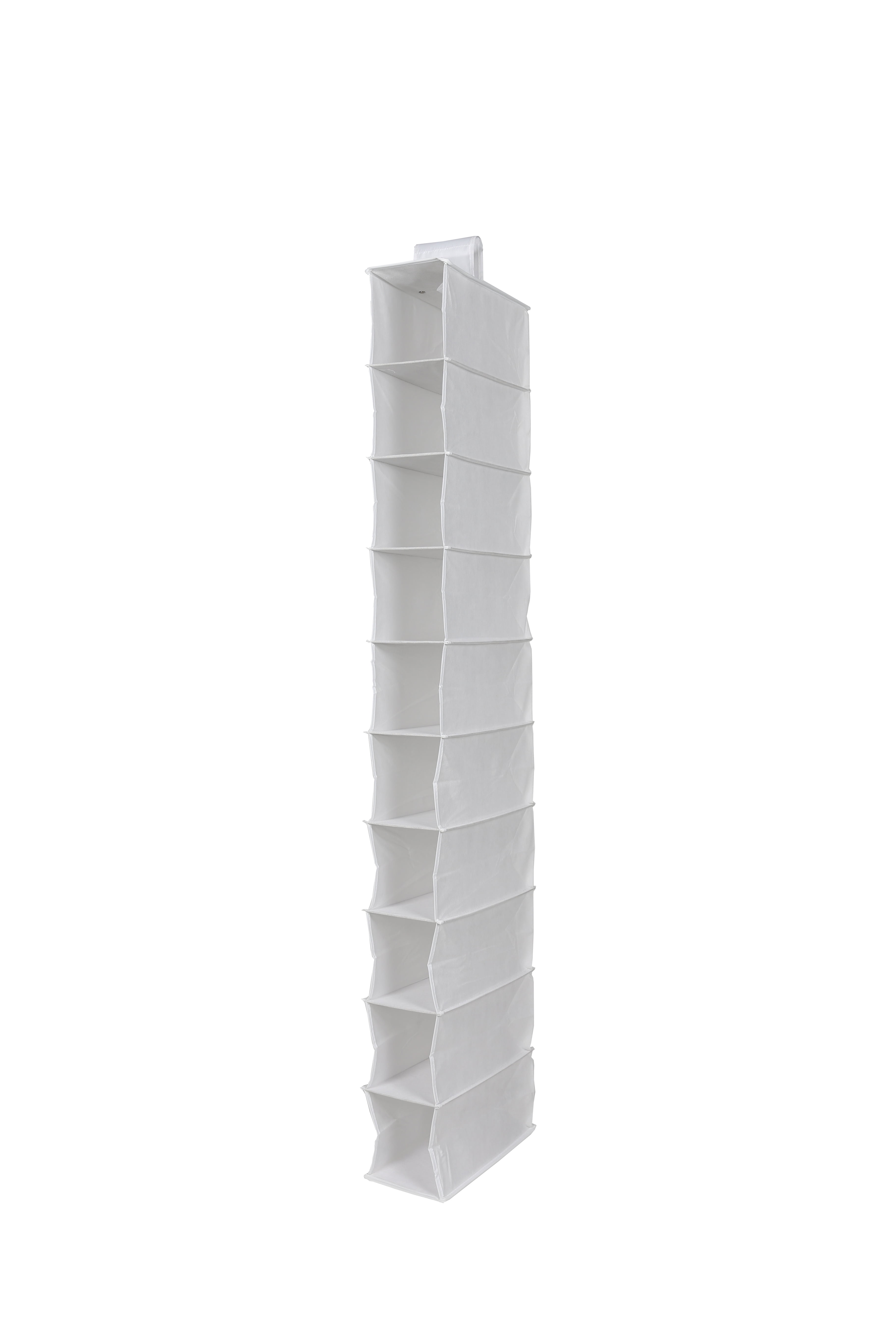 (3 pack) Mainstays 10 Shelf Hanging Closet Storage Shoe Organizer for Shoes, Non Woven, Arctic White