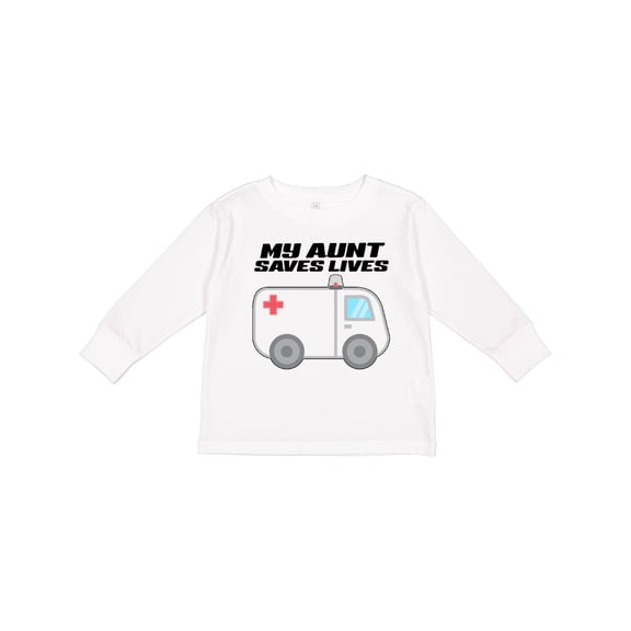 Inktastic My Aunt Saves Lives- Ambulance Boys or Girls Long Sleeve Toddler T-Shirt