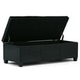 thumbnail image 2 of Avalon 48 inch Wide Contemporary Storage Ottoman Bench in Midnight Black Vegan Leather, 2 of 7