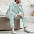 thumbnail image 5 of Mens Pajamas Set, Cute Glasses Rabbit Flower Button Down Long Sleeve Loungewear Sleepwear Pjs sets for Men, 5 of 5