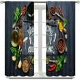 thumbnail image 2 of 2 Panels 28” x 40” Kitchen Curtains, "Healthy Cooking" Spice and Herb Print Window Curtains, Rod Pocket Light Filtering Drapes for Kitchen Dining Room Decor, 2 of 5