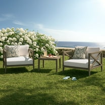 Modway Northlake 3-Piece Outdoor Patio Teak Wood Furniture Set with Armchair and Side Table in Weathered Gray by Modway