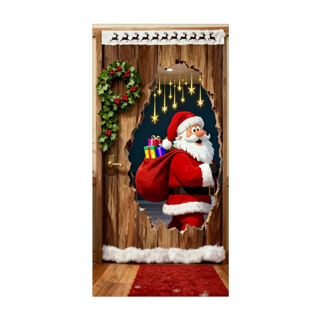 TIELUTT Rideau de Porte Festif pour Entrée de Maison Saisonnière avec Flocons de Neige et Rennes Perles Rondes Plates Drapeaux 3x5 Drapeaux Saisonniers Extérieurs pour Marquer Drapeaux de Sport pour Chambre Ruban de Signalisation 300
