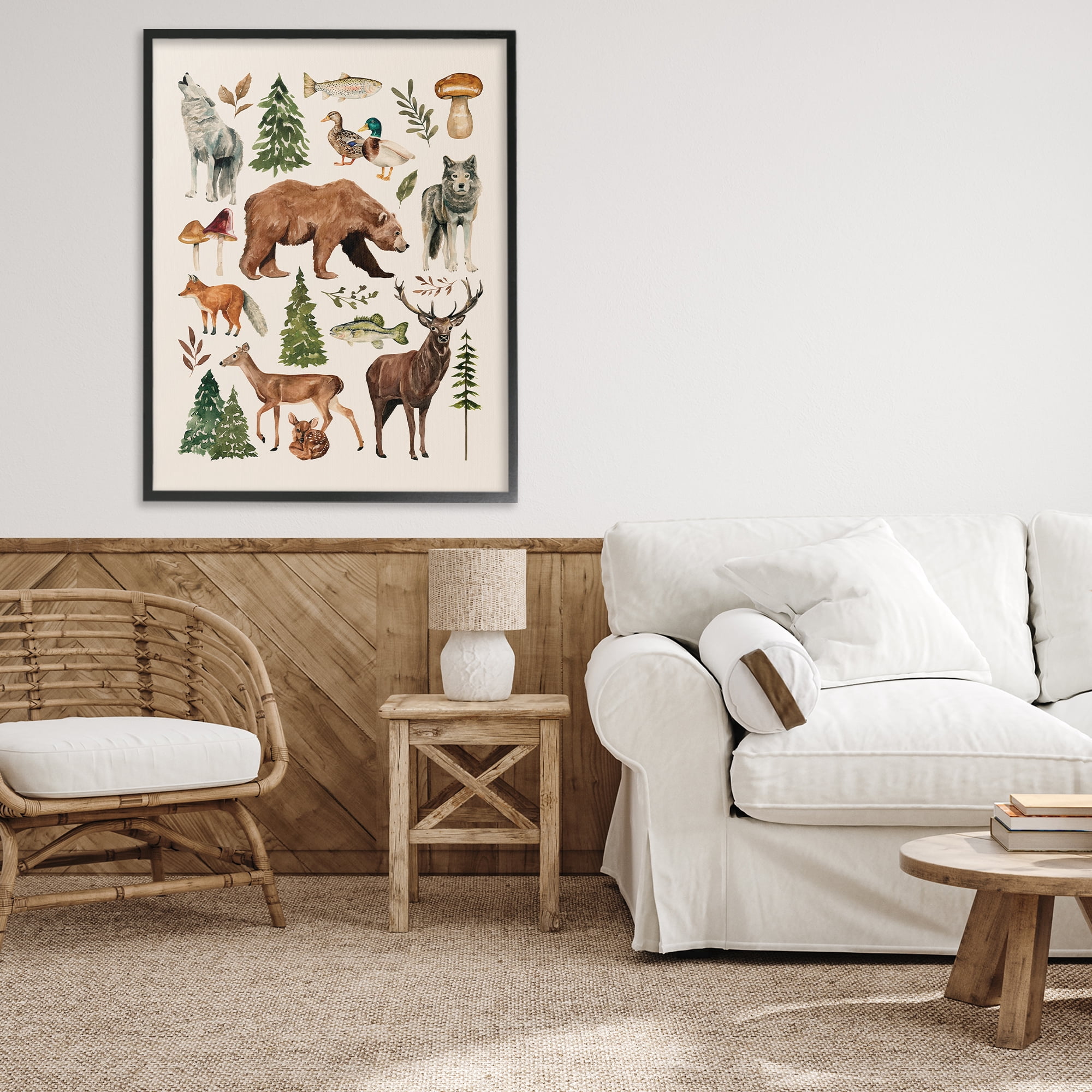 Stupell Industries The Wild Wood Animals Black Framed Giclee Art, design by Bethany Sandoval