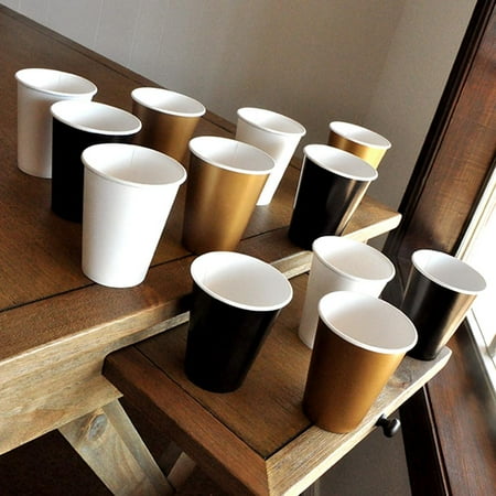 Black and Gold Party Supplies Paper Party Cups. Ships in 1-3 Business Days. 50th Birthday Cups.