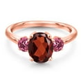 thumbnail image 3 of Gem Stone King 18K Rose Gold Plated Silver Red Garnet and Pink Tourmaline Engagement Ring for Women | 2.63 Cttw | Oval 9X7MM | Gemstone January Birthstone | Size 8, 3 of 6