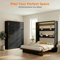 thumbnail image 2 of Mjkone Wall Murphy Bed Queen with LED Light,Convertible Wall Bed with Shelves,Space-Saving Hidden Bedframe for Guest Room, Bedroom,Glossy Black, 2 of 10