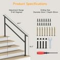 thumbnail image 4 of Dovov Handrail for Outdoor Steps, 4-5 Steps Outdoor Stair Railing Wrought Iron Hand Rails Indoor Outdoor Staircase Handrails for Concrete Steps or Wooden Stairs, 4 of 10