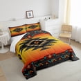 thumbnail image 3 of Western Quilt Vintage Geometry Triangle Diamond Bedding Set,Boho Western Comforter Set King,Southwestern Native Aztec Duvet Insert Ethnic Tribe Arrow Sriped Room Decor,Orange Grey, 3 of 5