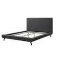 thumbnail image 6 of Soren Charcoal Linen Bed - Upholstered, Walnut Tapered Legs, Slats IncludedQueen, 6 of 9