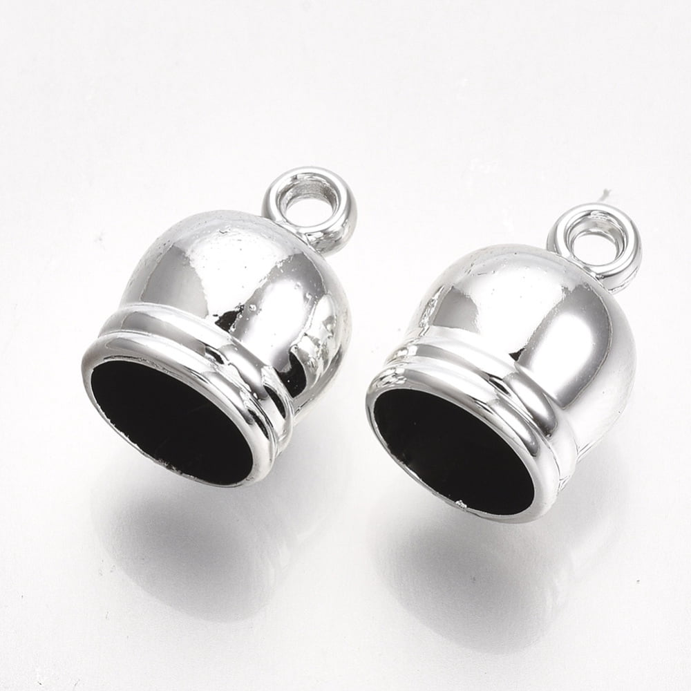 1000pcs UV Plating ABS Plastic Cord Ends End Caps 17.5x12.5mm Hole: 2mm Inner Diameter: 10mm