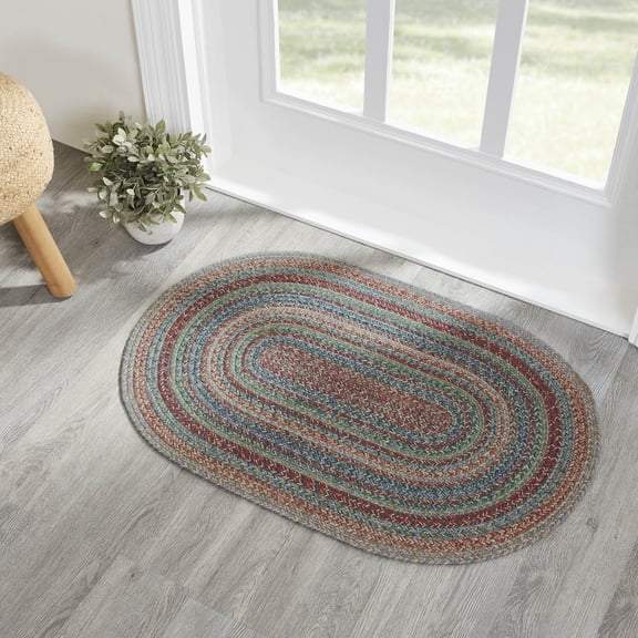 VHC Brands Multi Jute Rug Oval w/Pad 24x36