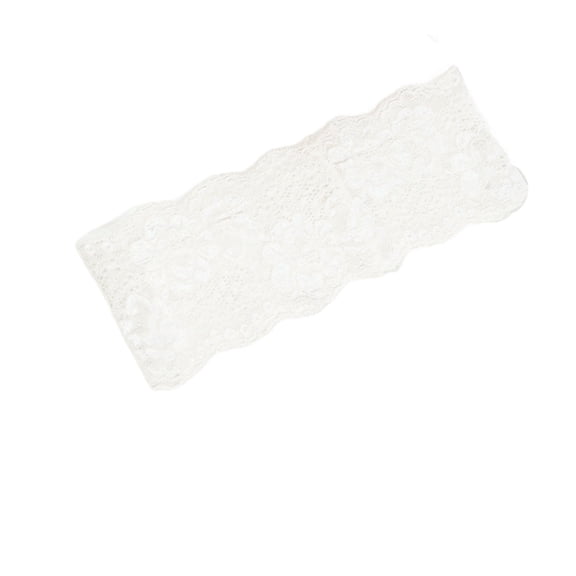 Wide Lace Elastic Headband for Women, Soft Stretch Hollow out Floral Hair Wrap for Daily Wear, Party, Makeup, Spa White Free Size