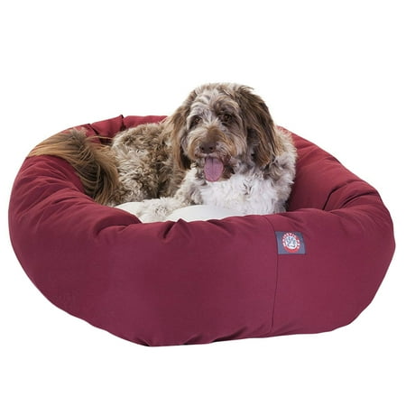 UPC: 0788995612544 | Majestic Pet Poly/Cotton & Sherpa Bagel Dog Bed Machine Washable Burgundy Extra Large 52  x 35  x 11