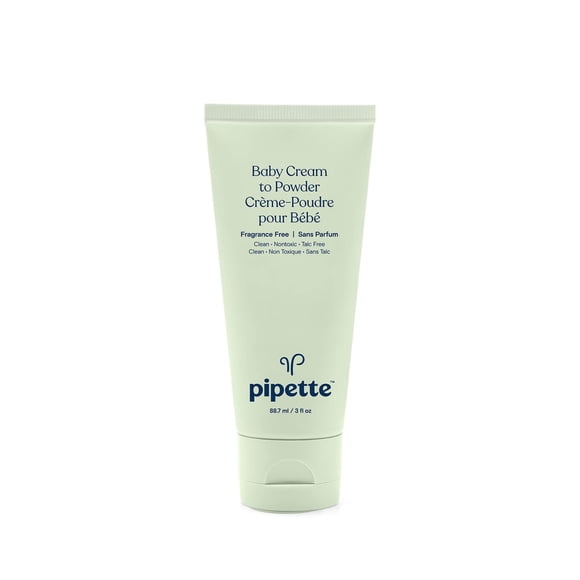 Crema para bebé en polvo Pipette, talco para bebés sin talco, mantiene la piel del bebé feliz, el escualano ayuda a restablecer el equilibrio natural de la piel del bebé, sin fragancia, 3 onzas