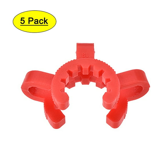 Unique Bargains Lab Joint Clip, Plastic Clamp Mounting Clips for 19/22 or 19/38 Glass Taper Joints Laboratory Connector Red 5Pcs