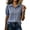 Dark Blue, variant on Womens Gingham Plaid Button Down Shirts Pointed Collar Puff Short Sleeve Chest Patch Pocket Straight Relaxed Waist Curved Hem Lightweight Breathable Casual Loose Fit Tunic Blouse Tops