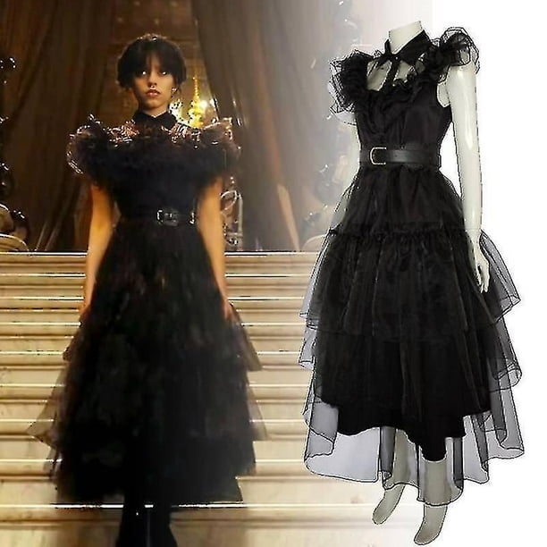 Disfraz De Merlina Niña Años Disfraz De Miércoles Addams Para