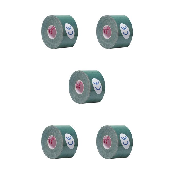 Greeniant Cinta muscular Deporte elástico Vendaje muscular Gimnasio Fitness Recuperación Correa articular, Verde oscuro, 3,8 cm x 5 m Verde oscuro 3.8 cm * 5 m 5piezas