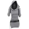 TIMIFIS Women's Mini Hoodies Dresses Long Sleeve Bodycon Steampunk Vintage Gothic Solid Color Party Sweatshirts Hooded Wrap Dress Fall Fashion Slim Casual Streetwear Trendy Dresses