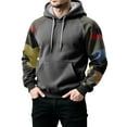 thumbnail image 4 of Men's Pullover Hoodie with Camouflage Print Raglan Sleeves Drawstring Hood and Kangaroo Pocket Casual Style Dark Gray L, 4 of 5
