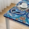 thumbnail image 4 of BANET  Blue Paisley Tile Bordered Tabletop for Spring Summer Decorations, Picnics and Dinner Parties - Indoor Outdoor, Stain and Water Resistant, Tablecloth white, 4 of 7