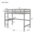thumbnail image 3 of Kumix Twin Size Loft Bed with Desk, Wood Loft Bed with Full Length Guardrail and Build-in Ladder for Kids Teens Adults, Heavy Duty Twin Loft Bed Frame for Bedroom, Noise-Free, Space-Saving, Grey, 3 of 8