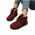 thumbnail image 6 of Dasayo Furry Women Boots Footwear Non Slip Red Ankle Round Toe Snow Winter Lace up Shoes Women's Shoes 43, 6 of 8