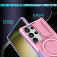 thumbnail image 3 of Decase Compatible with MagSafe Case for Samsung Galaxy S23 Plus, Magnetic Invisible Ring Stand,Slim Shockproof Dual-Layer Anti-Scratch Slide Camera Lens Protector PC Back Cover Case, pink, 3 of 8