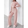 thumbnail image 4 of PRETTYGARDEN Women 2 Piece Striped Lounge Sets Soft Cozy Knit, Matching Airport Travel Outfits, Long Sleeve Shirts, Wide Leg Pants Pockets, Fall Winter Comfy Casual Clothes, 4 of 8