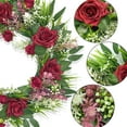 thumbnail image 5 of Kuroiy Spring Front Door Wreath with Roses | Artificial Greenery Winter Decor | 15.74in PVC Floral Wall Hanging | Indoor Outdoor Holiday Home Decoration | 1 Pack, 5 of 7