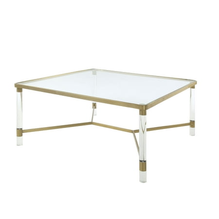 Gold Antique Coffee Table - ACME Penstemon Coffee Table in Clear Acrylic, Gold Stainless Steel