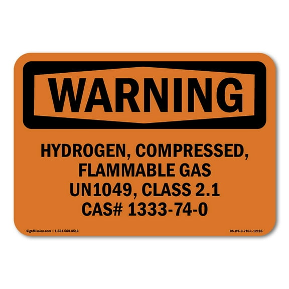 OSHA WARNING Sign - Hydrogen Compressed Flammable Gas Un1049 | Decal | Protect Your Business Work Site Warehouse & Shop Area | Made in the USA