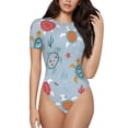 thumbnail image 2 of Goofa Sea Turtle Printed Women Rash Guard Short Sleeve,Tummy control Swimsuit Surfing Swimsuit Bathing Suit One Piece Swimsuit UPF 50-X-Large, 2 of 9