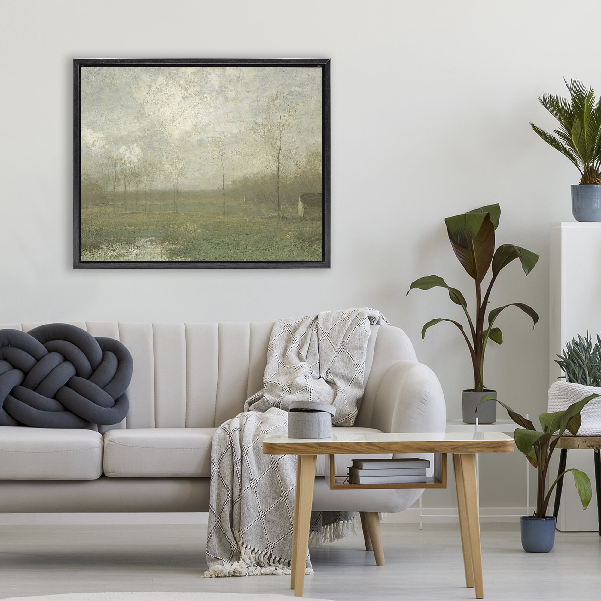 Hazy Farmland View Black Framed Floater Canvas Wall Art, design by Lettered and Lined