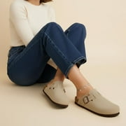 Cushionaire Hana Womens Clogs | Comfortable Vegan Suede Clogs for Women | Slip On Potato Shoes with Cork Footbed & Arch Support | Memory Foam, Wide Widths Available