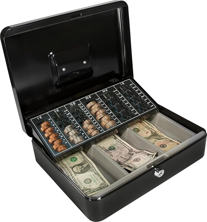 barska 12-inch cash box with key lock