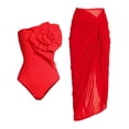 thumbnail image 2 of Traje de baño de una pieza con flores tridimensionales europeas y americanas, traje de baño con falda para mujer para vacaciones, 2 of 6
