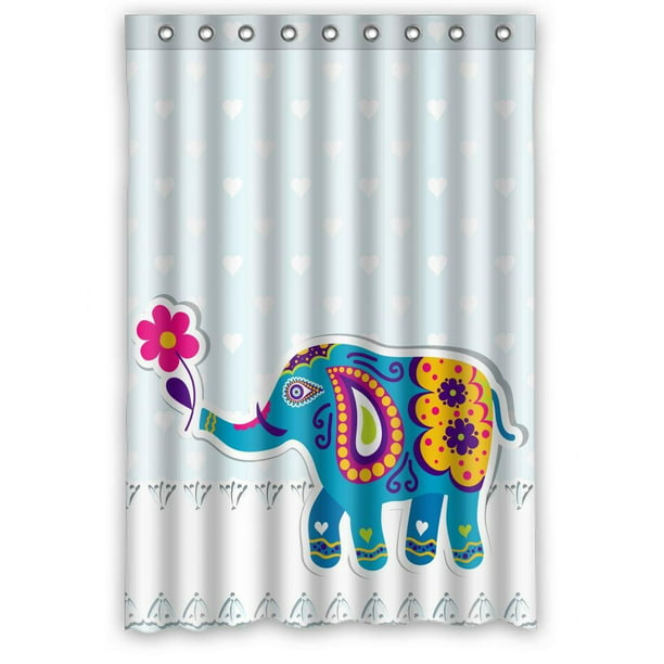 Ganma Animal Blue Elephant Clipart, Blue Elephant Shower Curtain