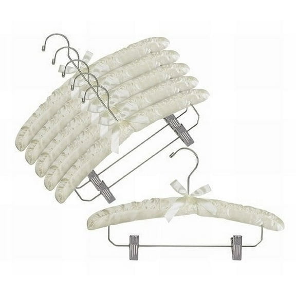 Satin Hangers w/Chrome Hook & Clips (Ivory)