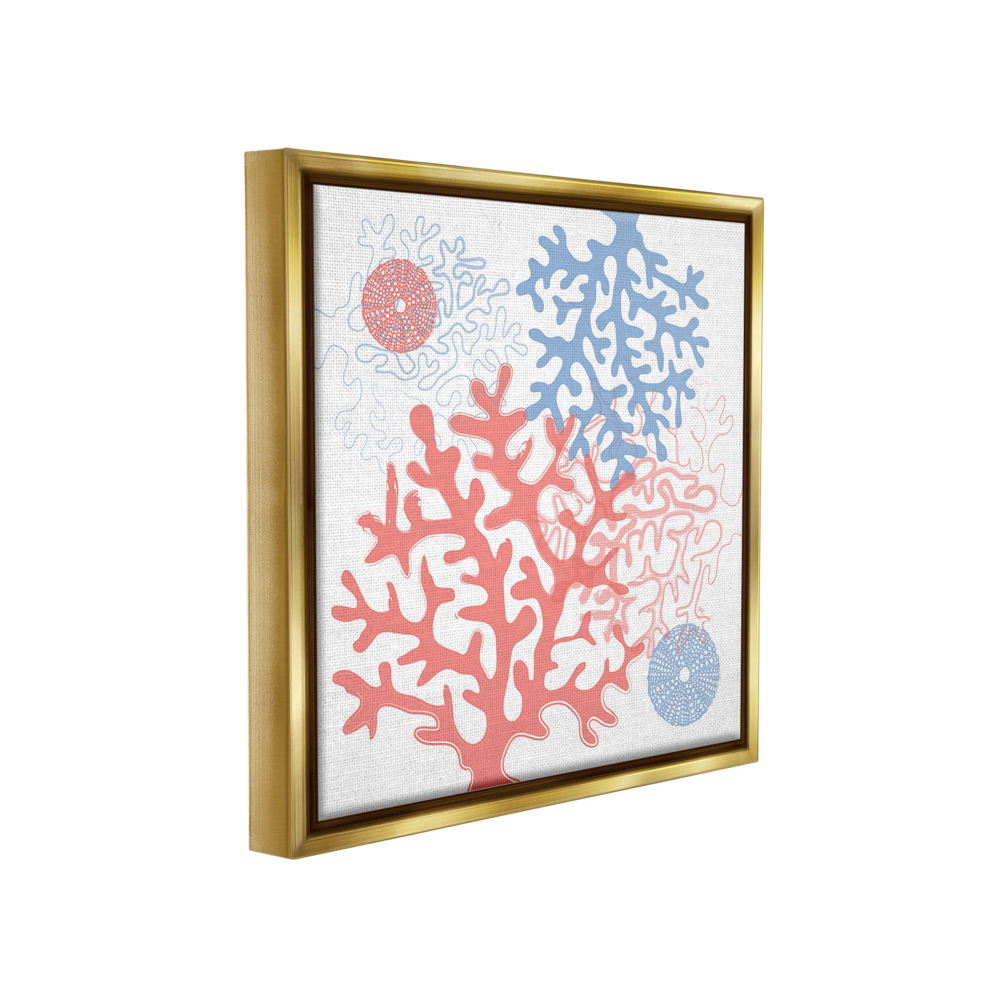 Stupell Industries Abstract Coral & Urchins Abstract Painting Gold Floater Framed Canvas Art Print Wall Art, 18 x 18