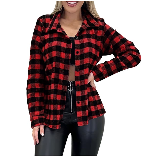HAiming Womens Button Down Shirts Casual Long Sleeve Shackets Jacket Coats Loose Work going out Tops