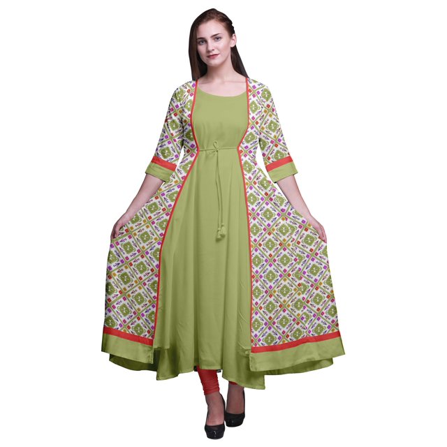 Bimba Kurtis Indiennes pour Femmes Tenue de Fête Anarkali Kurta Imprimée Évasée Kurti Ethnique