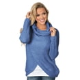 thumbnail image 1 of KZKR Womens Long Sleeve Button Sweaters Pullover Cowl Neck Casual Knitted Wrap Lightweight Sweaters Jumper, 1 of 3